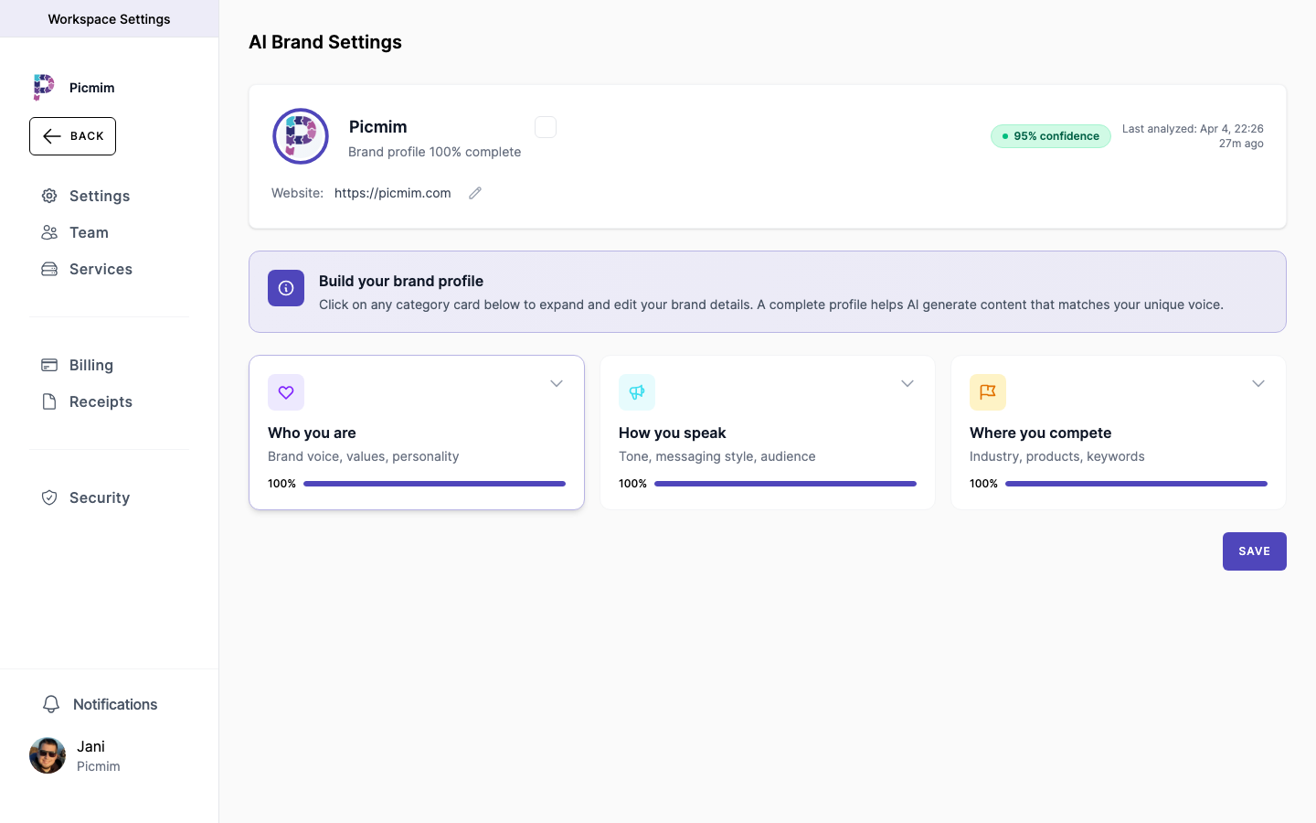 Nastavitve delovnega prostora